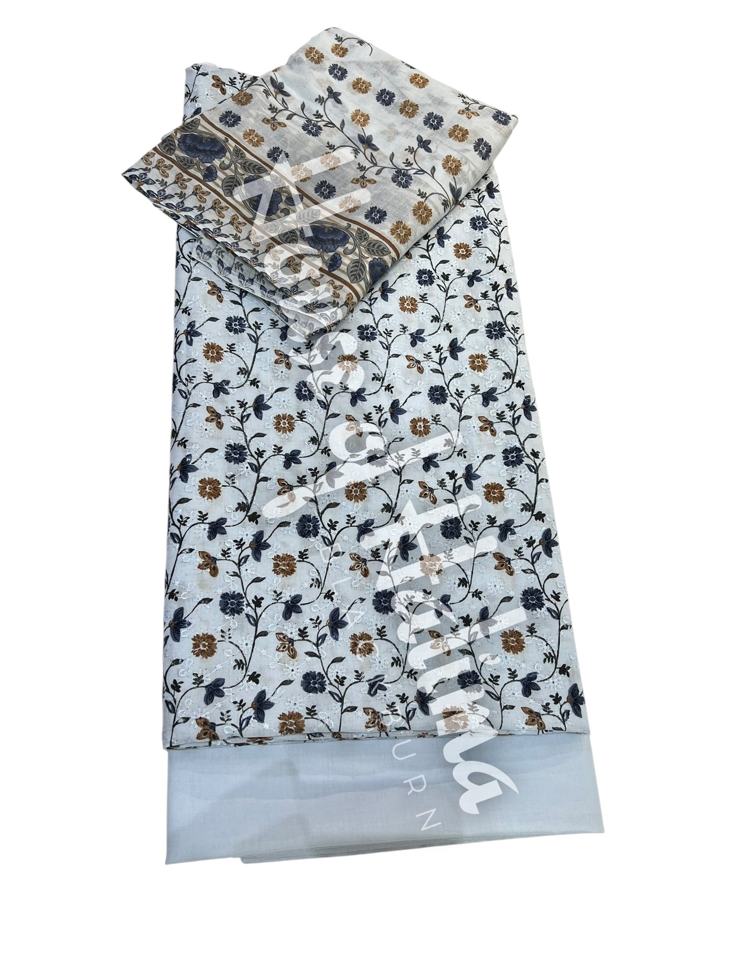 Embroidered cotton lawn 3pcs