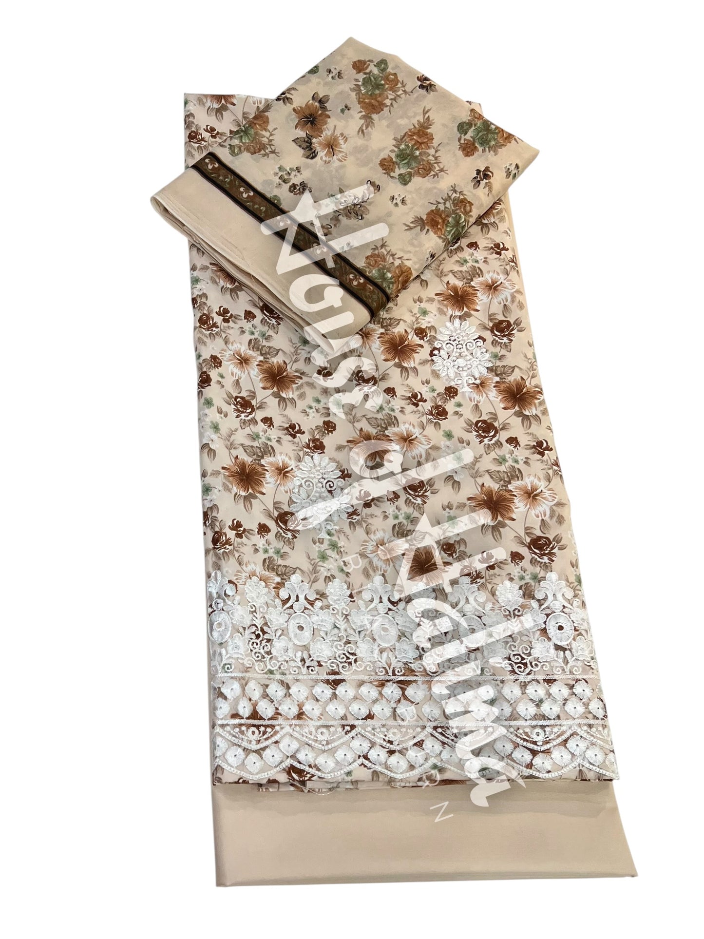 Embroidered cotton lawn 3pcs