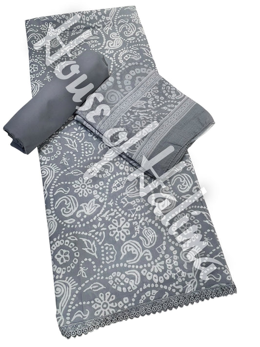 Printed cotton lawn 3pcs