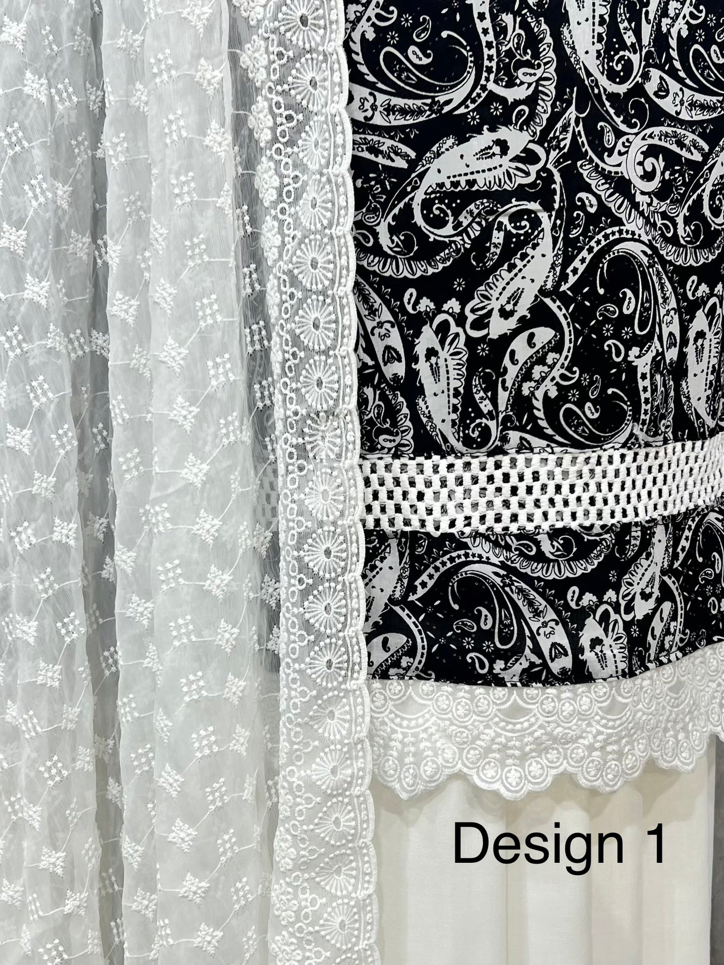 Black & white cottons 3pcs