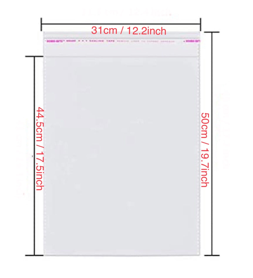 Suit packing bags (clear cellophane)