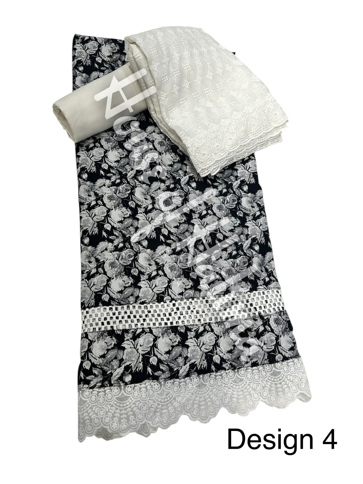 Black & white cottons 3pcs