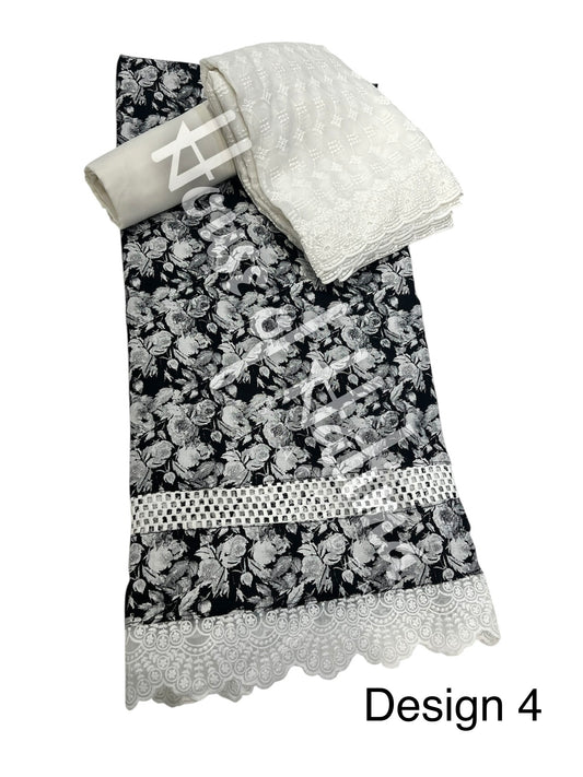 Black & white cottons 3pcs