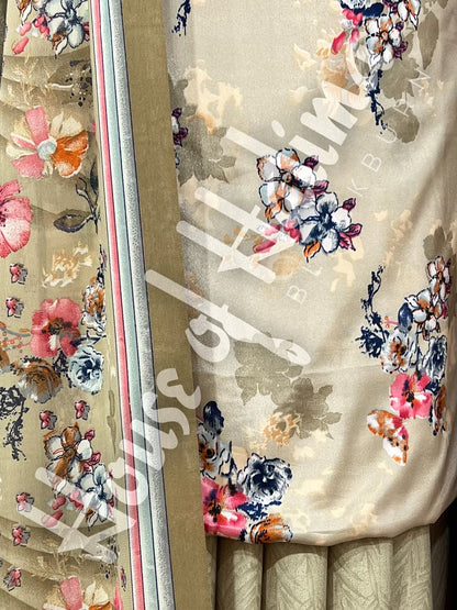French crepe print 3pcs