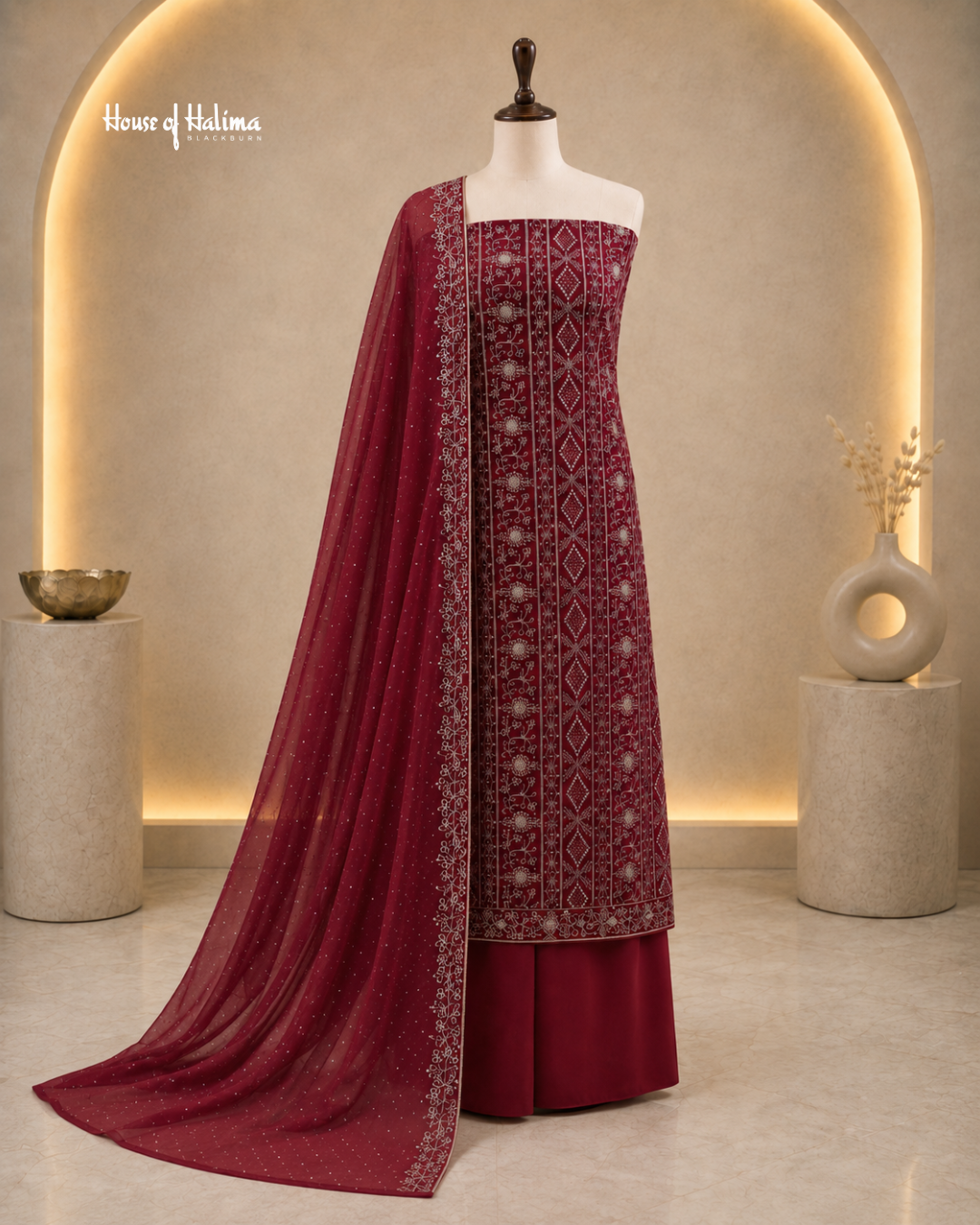 Silver Embroidered Georgette 4 Piece Asian Occasionwear Suit