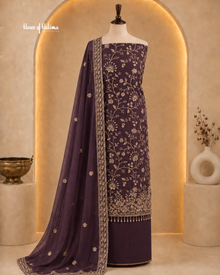Embroidered Raw Silk 4 Piece Asian Occasionwear Suit