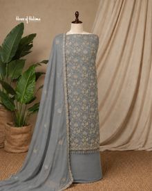 Embroidered Raw Silk 4 Piece Asian Occasionwear Suit