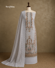 Schiffli Embroidered Alpine 3 Piece Asian Suit (1175)