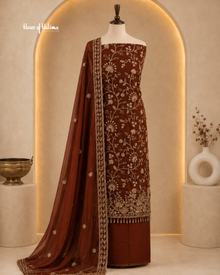 Embroidered Raw Silk 4 Piece Asian Occasionwear Suit