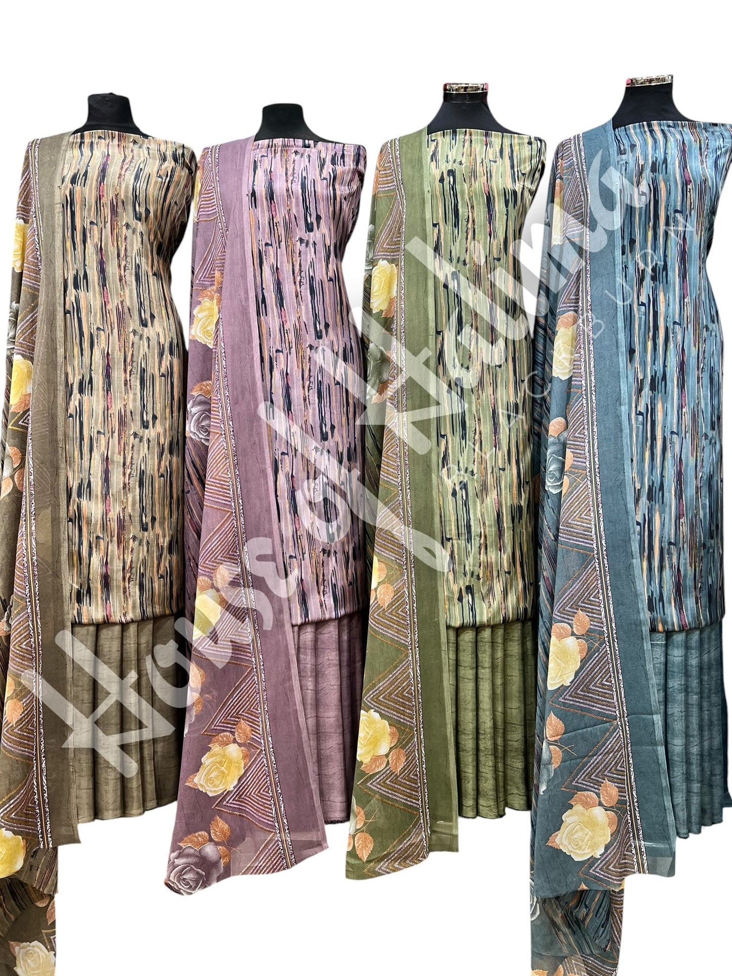 French crepe print 3pcs