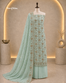 Gold Embellished Georgette 4 Piece Asian Occasionwear Suit