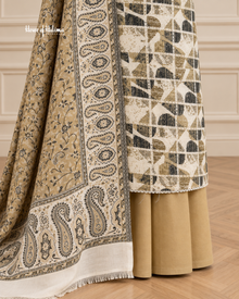3 Piece Unstitched Alpine Winter Suit – Printed Kameez, Trouser & Woven Shawl | 3 Designs