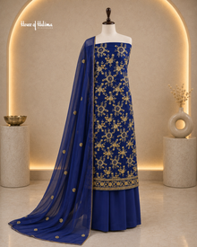 Gold Embroidered Georgette 4 Piece Asian Occasionwear Suit