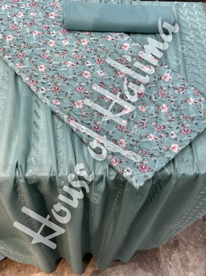 Embroidered cotton lawn 3pcs