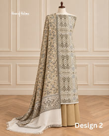 3 Piece Unstitched Alpine Winter Suit – Printed Kameez, Trouser & Woven Shawl | 3 Designs