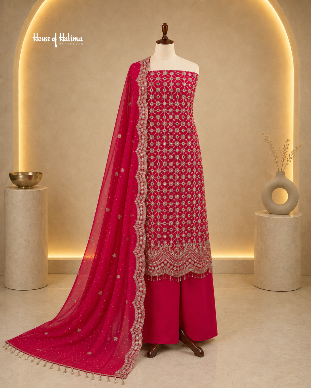 Gold Embellished Georgette 4 Piece Asian Occasionwear Suit