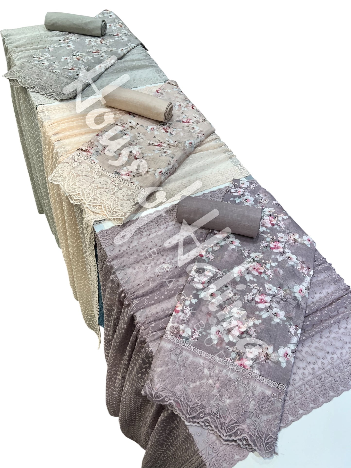 Embroidered cotton slub 3pcs