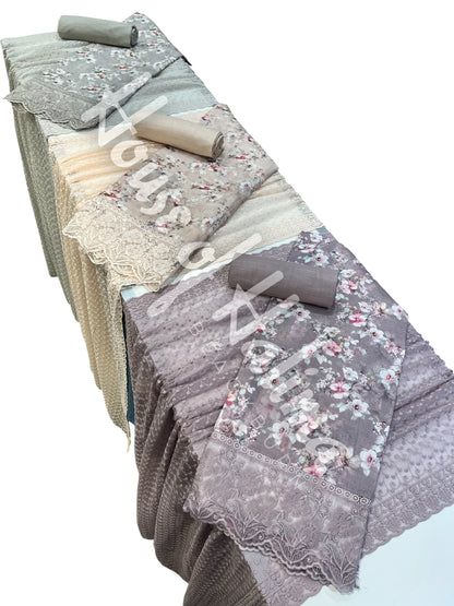 Embroidered cotton slub 3pcs