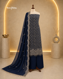 Gold Embellished Georgette 4 Piece Asian Occasionwear Suit