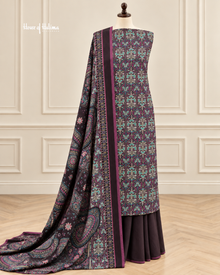 Floral Alpine 3 Piece Suit with Burnout Printed Shawl