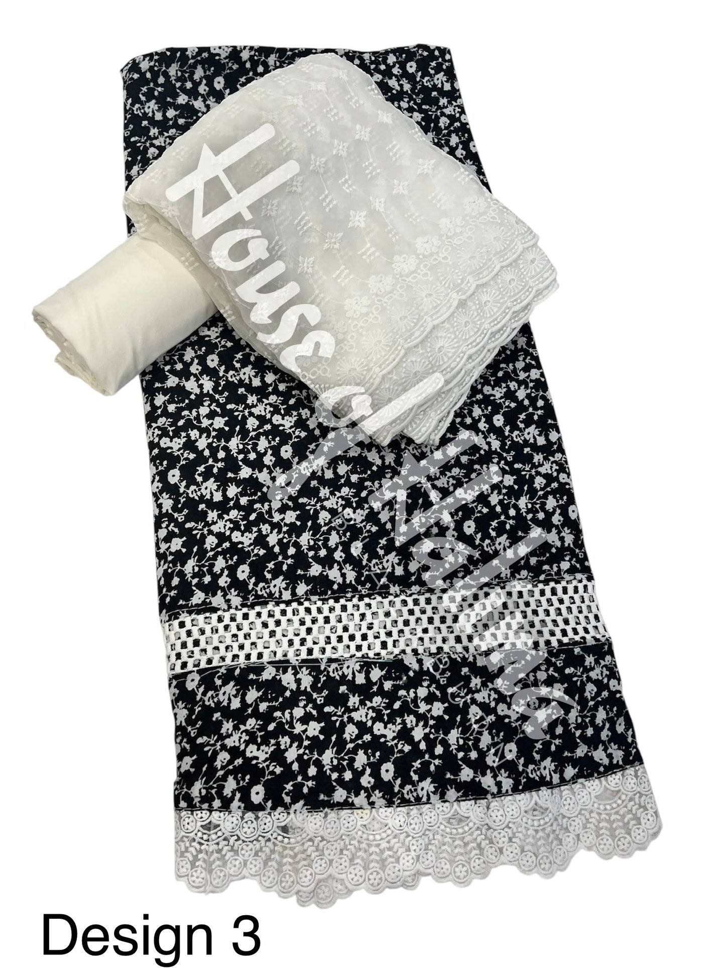 Black & white cottons 3pcs