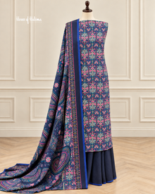 Floral Alpine 3 Piece Suit with Burnout Printed Shawl
