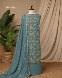 Embroidered Raw Silk 4 Piece Asian Occasionwear Suit