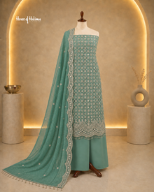 Gold Embellished Georgette 4 Piece Asian Occasionwear Suit