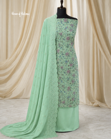 Schiffli Embroidered Alpine 3 Piece Asian Suit