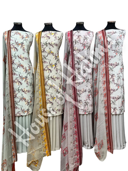 French crepe print 3pcs