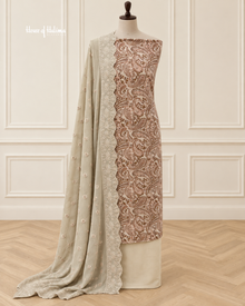 Printed Alpine 3 Piece Suit with Embroidered Shawl