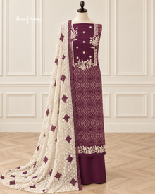 Viscose (Lilan) 3 Piece Suit with Chikankari Chiffon Dupatta