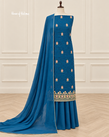 Georgette 3 Piece Suit with Doriwork Embroidery and Floral Daaman