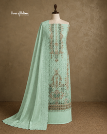 Schiffli Embroidered Alpine 3 Piece Asian Suit (1175)