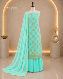 Gold Embroidered Georgette 4 Piece Asian Occasionwear Suit