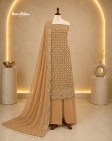 Gold Embellished Georgette 4 Piece Asian Occasionwear Suit