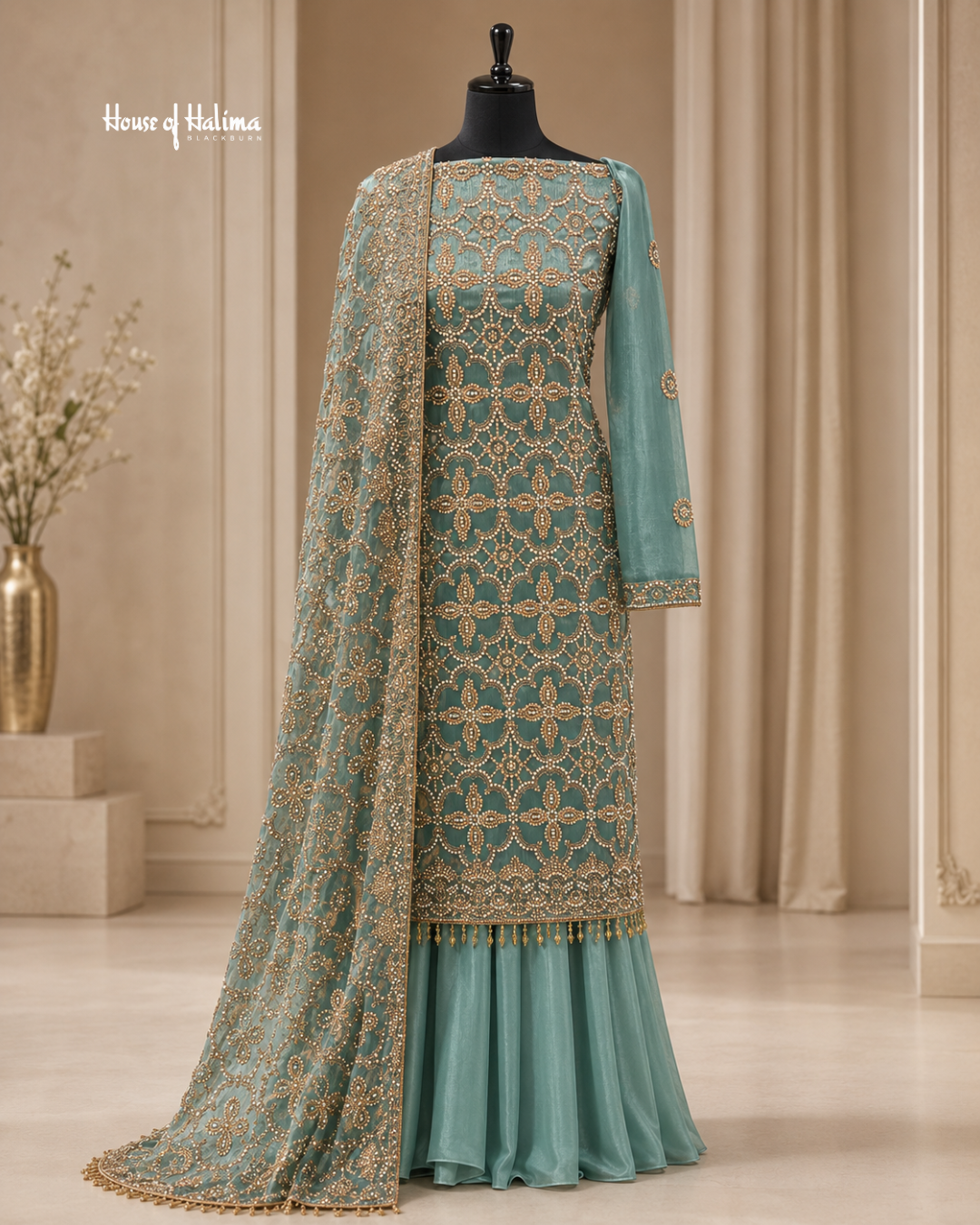 Embellished Shisha Silk 4 Piece Asian Occasionwear Suit