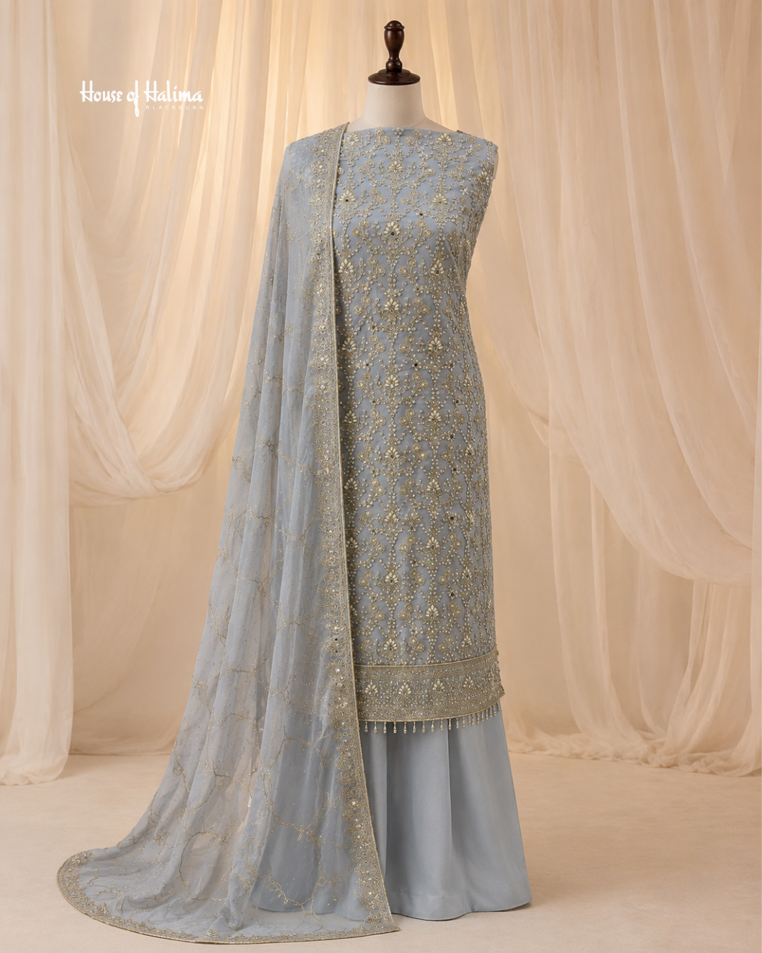 Embellished Georgette 4 Piece Asian Occasionwear Suit (3276)