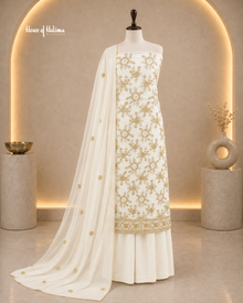 Gold Embroidered Georgette 4 Piece Asian Occasionwear Suit