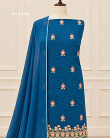 Georgette 3 Piece Suit with Doriwork Embroidery and Floral Daaman
