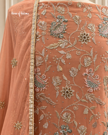 4 Piece Unstitched Georgette Embroidered Suit – Heavy Embellished Wedding & Occasion Wear