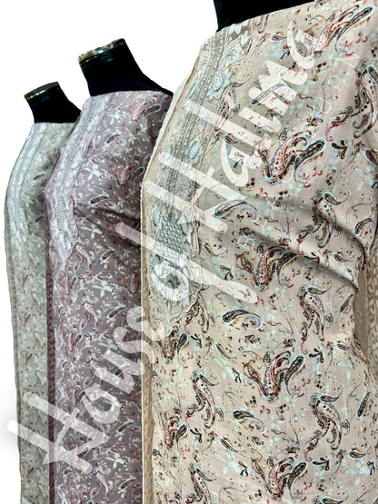 Embroidered cotton slub 3pcs