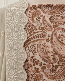 Printed Alpine 3 Piece Suit with Embroidered Shawl
