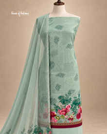 French Crepe Floral Border 3-Piece Unstitched Suit