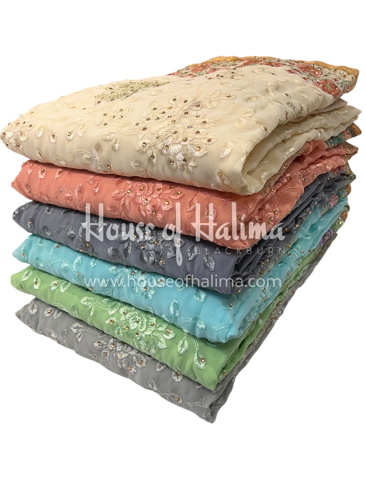 Embroidered georgettes 4pcs