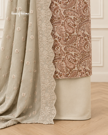 Printed Alpine 3 Piece Suit with Embroidered Shawl