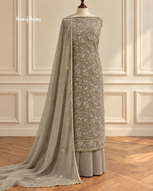 4 Piece Unstitched Georgette Embroidered Suit – Heavy Embellished Wedding & Occasion Wear