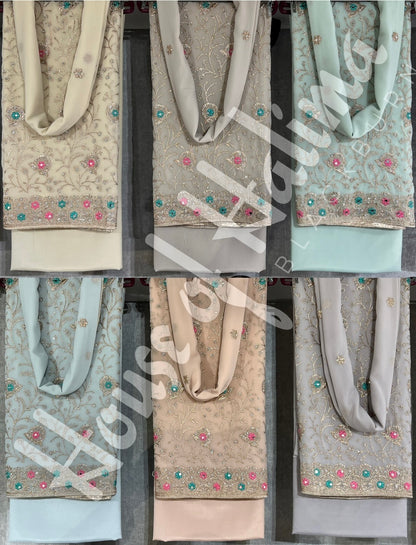 Embroidered georgettes 4pcs