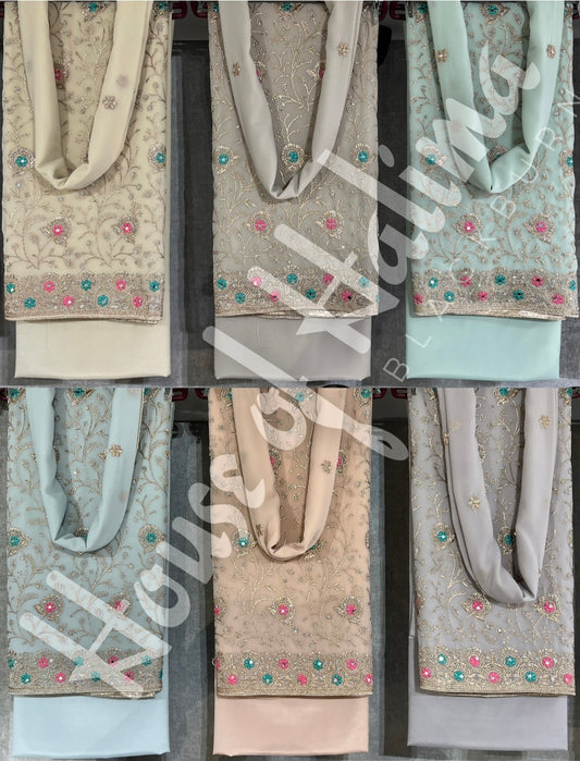 Embroidered georgettes 4pcs