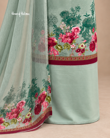 French Crepe Floral Border 3-Piece Unstitched Suit
